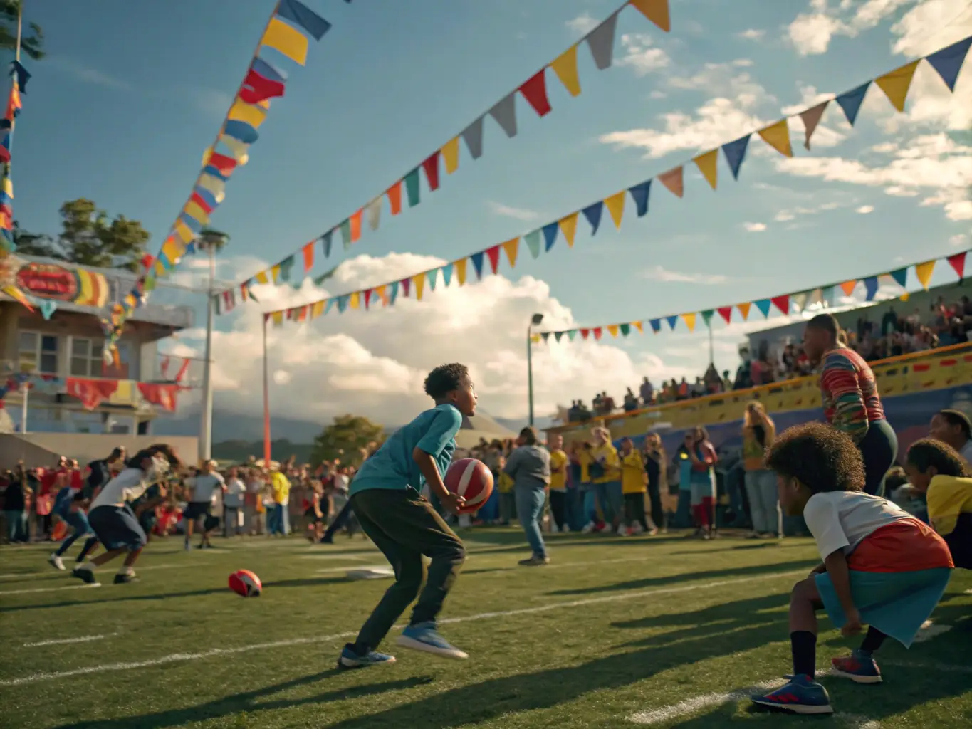 A heartwarming photograph of AUSPS members engaging with the local community during a football-themed event, promoting inclusivity and the joy of sports.