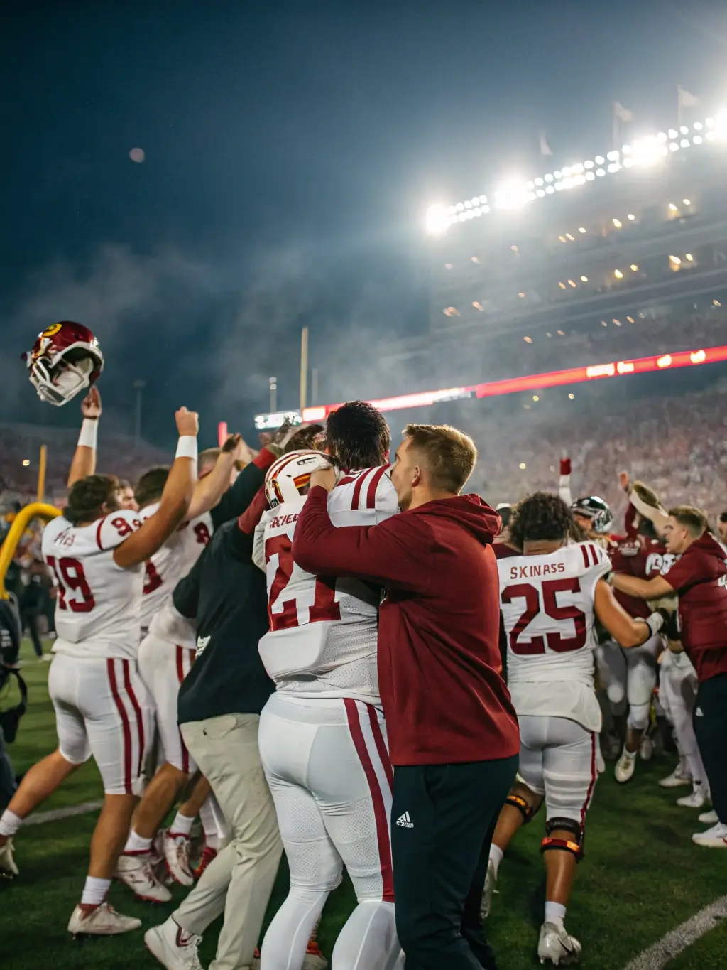 Image of an AUSPS football team celebrating a victory during a local league match, showcasing team spirit and competitive success.